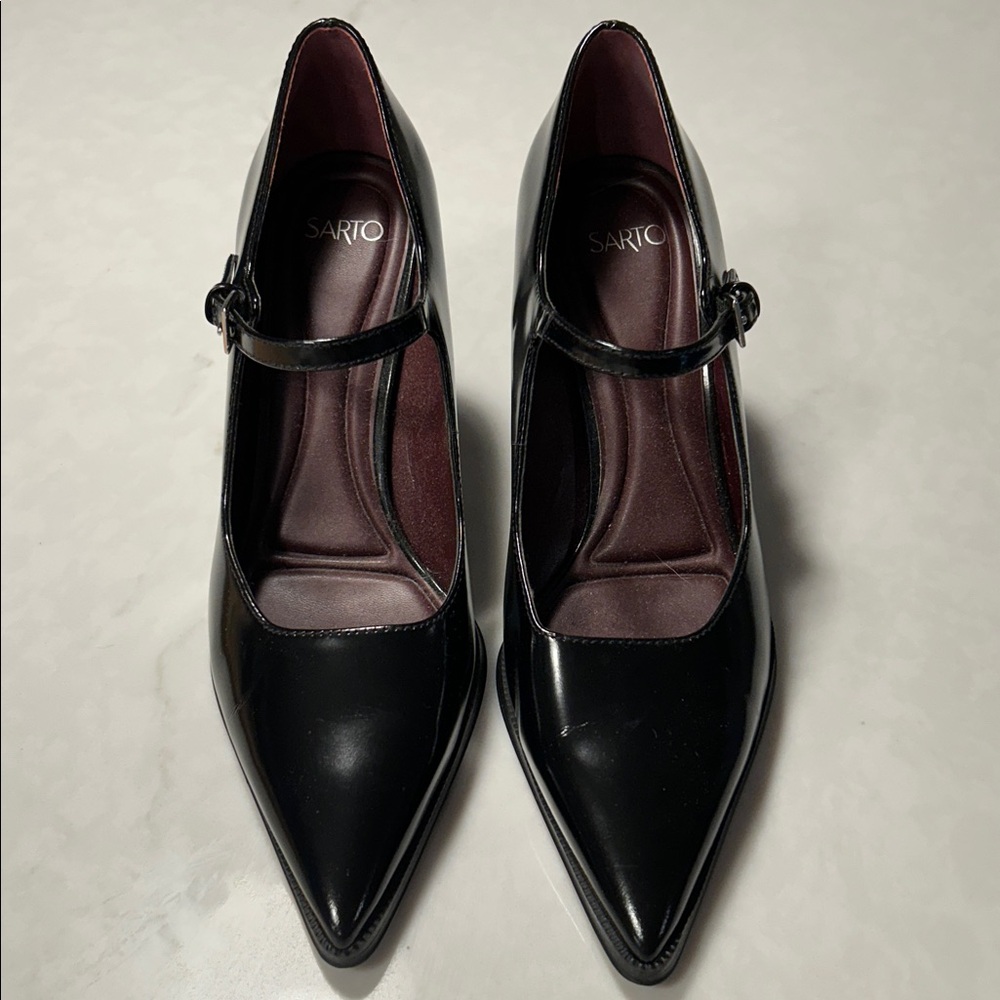 Sarto Black Mary Jane Heels